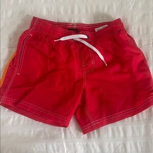 Sundek Boys' Red Swim Trunks with Retro Orange Side Stripe